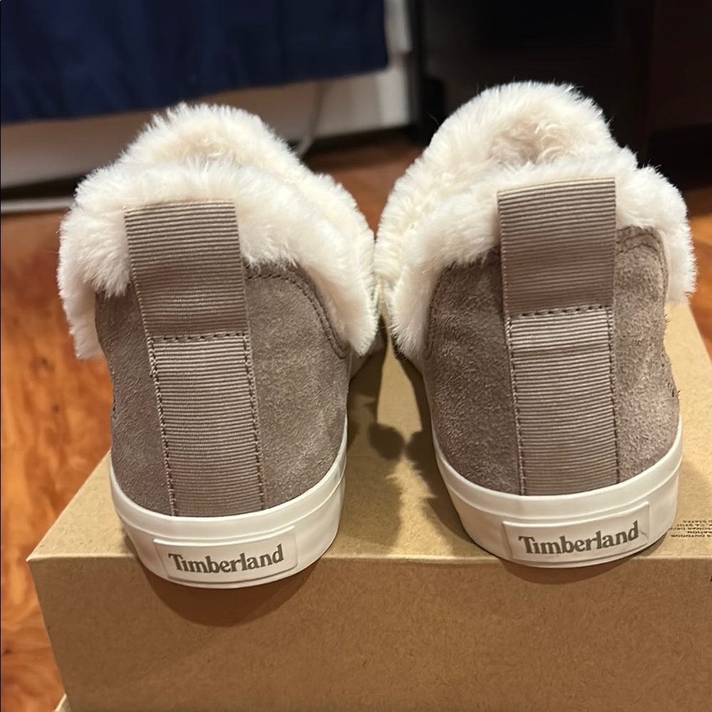 Timberland Taupe Fur-Lined Sneakers